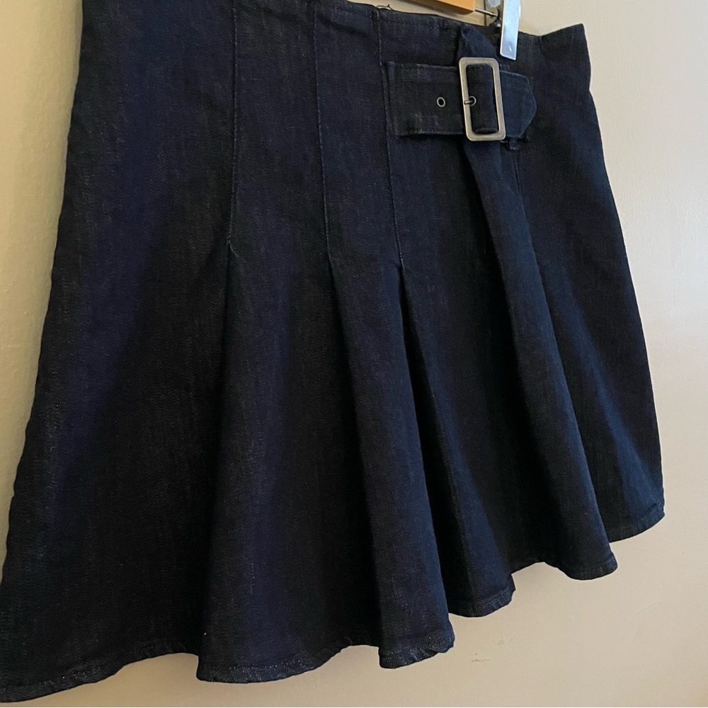 Joe Fresh Denim Pleated Mini Skirt with Buckle Detail – Size 14 NWOT - Picture 3 of 16
